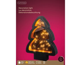 3D Kerstboom hout B21 H28cm zwart/klassiek warm Micro LED - afbeelding 3