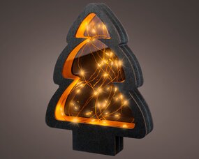 3D Kerstboom hout B21 H28cm zwart/klassiek warm Micro LED - afbeelding 3