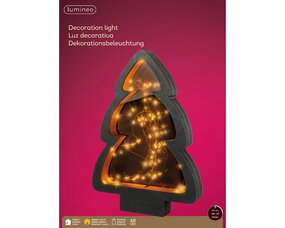 3D Kerstboom hout B27,5 H38cm zwart/klassiek warm Micro LED - afbeelding 3