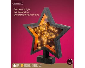 3D ster hout B26 H28 zwart/klassiek warm Micro LED - afbeelding 3