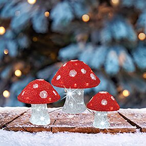 Paddenstoelen Acryl lights Rood / Wit 3 Stuks - afbeelding 4