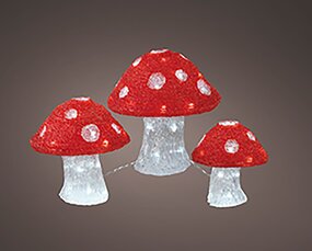 Paddenstoelen Acryl lights Rood / Wit 3 Stuks - afbeelding 3