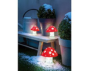 Paddenstoelen Acryl lights Rood / Wit 3 Stuks - afbeelding 5