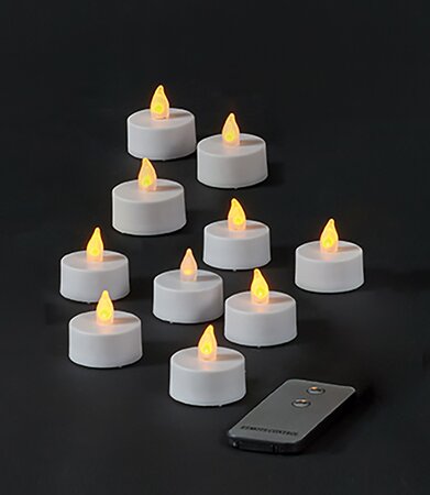 Theelicht Geel Vlameffect/Blister Met Afstandsbediening 10st. LED - afbeelding 4