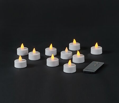 Theelicht Geel Vlameffect/Blister Met Afstandsbediening 10st. LED - afbeelding 3