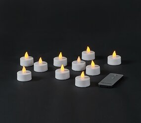 Theelicht Geel Vlameffect/Blister Met Afstandsbediening 10st. LED - afbeelding 3