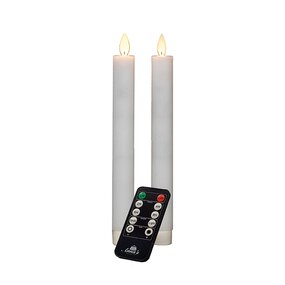 Dinerkaars LED Wit Rustiek Wax Led Bewegende Vlam 2st. H23cm - afbeelding 2