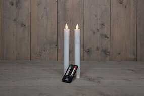 Dinerkaars LED Wit Rustiek Wax Led Bewegende Vlam 2st.  H23cm - afbeelding 2