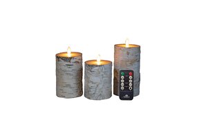 LED Kaars Wit Berk Bewegende Vlam 7,5x10/12,5/15cm - afbeelding 2