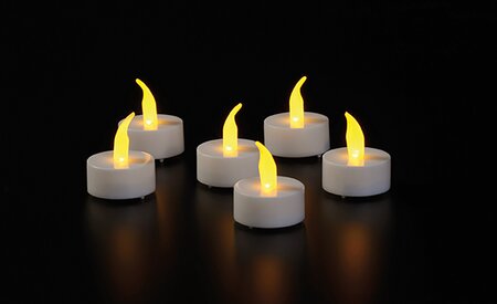 Theelicht Geel Vlameffect/Blister/Timer 6st. LED - afbeelding 3