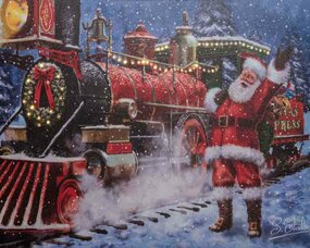 Canvas kerst trein LED