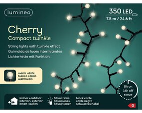 Cherry lights 8 functie twinkel effect warm wit LED - afbeelding 4