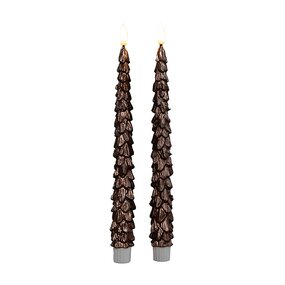 Dinerkaars Kerstboom Wax Brons LED 3d Vlam Met Timer 2st. - afbeelding 2