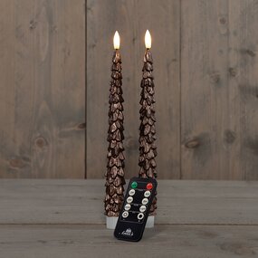 Dinerkaars Kerstboom Wax Brons LED 3d Vlam Met Timer 2st. - afbeelding 2