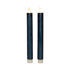 Dinerkaars LED Metallic Blauw Rustiek Wax Led Bewegende Vlam 2st. H23cm - afbeelding 2