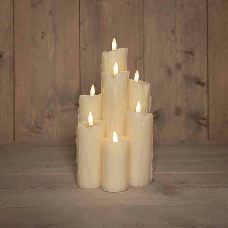 Druipkaars met vlamverlichting H25,5cm ivoor LED - afbeelding 1