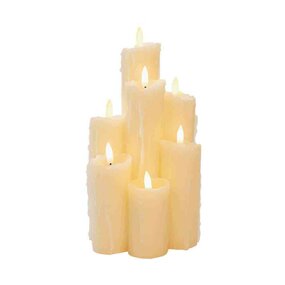 Druipkaars met vlamverlichting H25,5cm ivoor LED - afbeelding 2