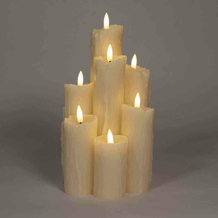 Druipkaars met vlamverlichting H25,5cm ivoor LED - afbeelding 3