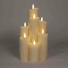 Druipkaars met vlamverlichting H25,5cm ivoor LED - afbeelding 3