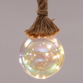 GLAZEN BAL LED IRIDESCENT MET TOUW