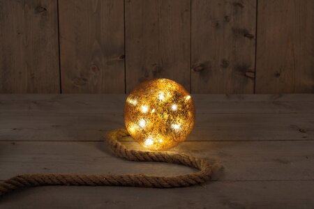 Glazen bal met goud folie 15 cm