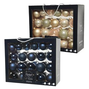 Glazen Ballen Mix, 42 stuks, diverse kleuren