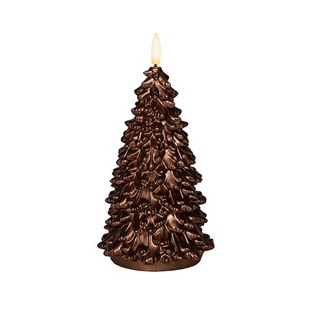 Kaars Kerstboom Wax Brons LED 3d Vlam Met Timer 20x9,5cm - afbeelding 1