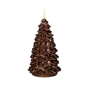Kaars Kerstboom Wax Brons LED 3d Vlam Met Timer 20x9,5cm - afbeelding 2