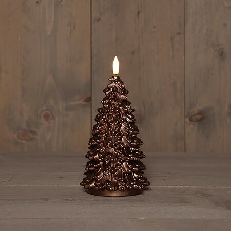 Kaars Kerstboom Wax Brons LED 3d Vlam Met Timer 20x9,5cm - afbeelding 2