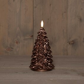 Kaars Kerstboom Wax Brons LED 3d Vlam Met Timer 20x9,5cm - afbeelding 2