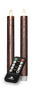 Dinerkaars Rustiek Wax Brons LED Met Bewegende Vlam Oplaadbaar Met Afstandsbediening 2st. - afbeelding 2