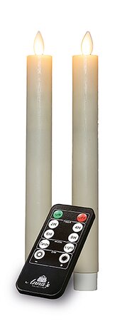 Dinerkaars Rustiek Wax Ivoor LED Met Bewegende Vlam Oplaadbaar Met Afstandsbediening 2st. - afbeelding 1