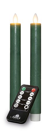 Dinerkaars Rustiek Wax Jade Groen LED Met Bewegende Vlam Oplaadbaar Met Afstandsbediening 2st. - afbeelding 1