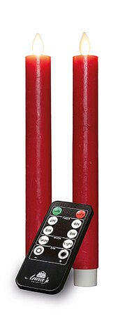 Dinerkaars Rustiek Wax Rood LED Met Bewegende Vlam Oplaadbaar Met Afstandsbediening 2st. - afbeelding 1