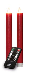 Dinerkaars Rustiek Wax Rood LED Met Bewegende Vlam Oplaadbaar Met Afstandsbediening 2st. - afbeelding 2