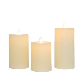 StompKaars LED Ivoor Rustiek Wax set van 3st. Oplaadbaar Met Bewegende Vlam en Afstandsbediening 10/ - afbeelding 2
