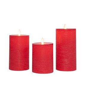 StompKaars LED Rood Rustiek Wax set van 3st. Oplaadbaar Met Bewegende Vlam en Afstandsbediening 10/1 - afbeelding 1