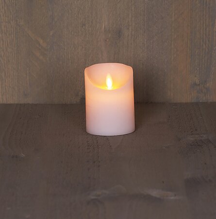 Stompkaars LED Wit Rustiek Wax Bewegende Vlam Timer 10x7,5cm - afbeelding 2