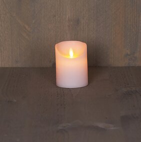 Stompkaars LED Wit Rustiek Wax Bewegende Vlam Timer 10x7,5cm - afbeelding 2