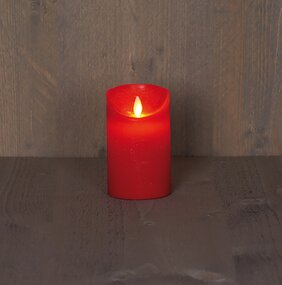Stompkaars LED Rood Rustiek Wax Bewegende Vlam Timer 10x7,5cm - afbeelding 2