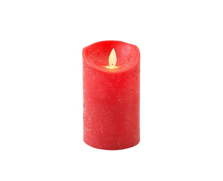 Stompkaars LED Rood Rustiek Wax Bewegende Vlam Timer 10x7,5cm - afbeelding 1