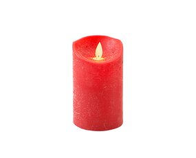 Stompkaars LED Rood Rustiek Wax Bewegende Vlam Timer 10x7,5cm - afbeelding 2