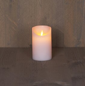 Stompkaars LED Wit Rustiek Wax Bewegende Vlam Timer 12,5x7,5cm - afbeelding 2