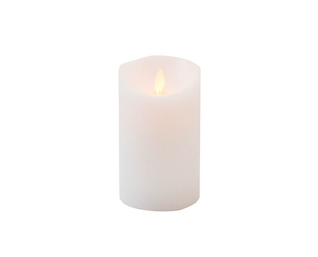 Stompkaars LED Wit Rustiek Wax Bewegende Vlam Timer 12,5x7,5cm - afbeelding 1