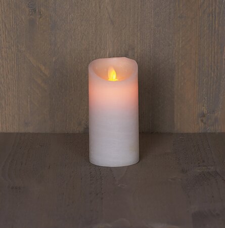Stompkaars LED Wit Rustiek Wax Bewegende Vlam Timer 15x7,5cm - afbeelding 2