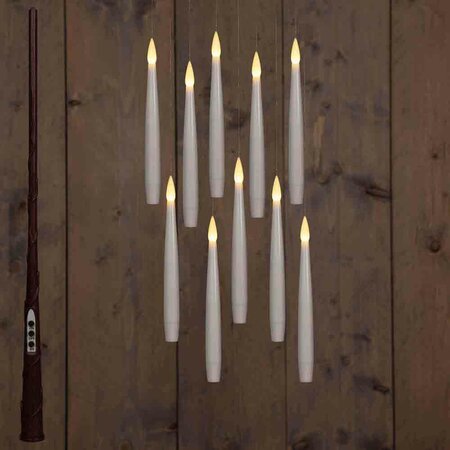 Kaars zwevend inclusief toverstok, draad en haken H15cm wit 10st - afbeelding 1