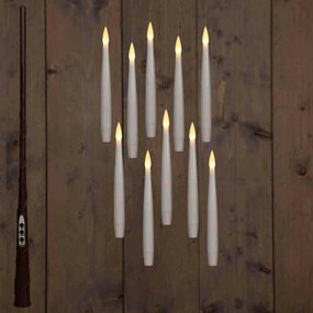 Kaars zwevend inclusief toverstok, draad en haken H15cm wit 10st - afbeelding 2