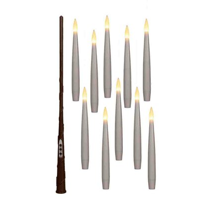Kaars zwevend inclusief toverstok, draad en haken H15cm wit 10st - afbeelding 2