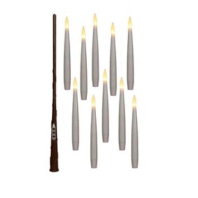 Kaars zwevend inclusief toverstok, draad en haken H15cm wit 10st - afbeelding 2