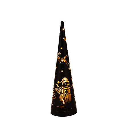 Kegel Met Hert En Sneeuwpop Classic Warm ø10 H34,5 cm - afbeelding 1